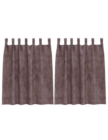 Tende in Velluto con tende 2 pcs Marrone 140 x 140 cm Velluto