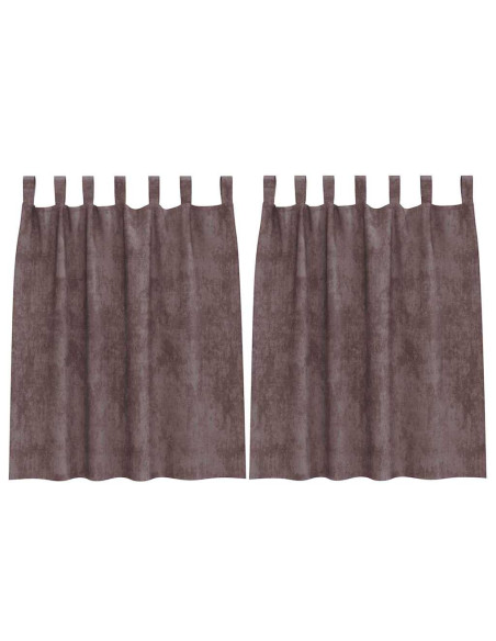 Tende in Velluto con tende 2 pcs Marrone 140 x 140 cm Velluto