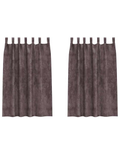 Tende in Velluto con tende 2 pcs Marrone 175 x 140 cm Velluto 2