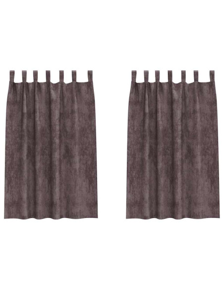Tende in Velluto con tende 2 pcs Marrone 175 x 140 cm Velluto