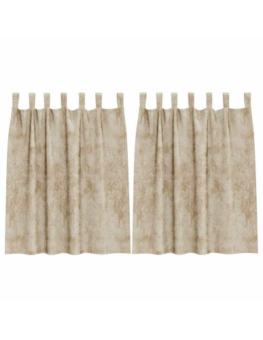 Tende in Velluto con tende 2 pcs Crema 140 x 140 cm Velluto