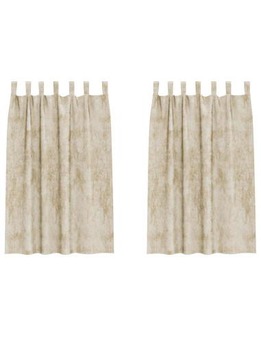 Tende in Velluto con tende 2 pcs Crema 175 x 140 cm Velluto