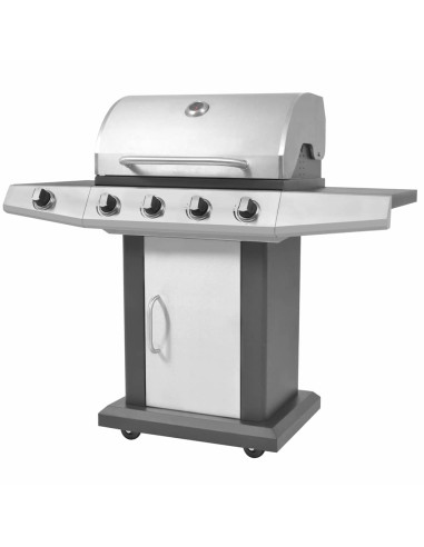 Griglia Barbecue a Gas Argento Acciaio con Tubo Metallico