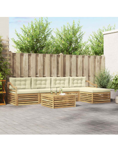 Set di divani da esterno 6 pcs Bianco e Crema 79 x 79 x 37 cm