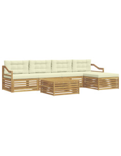 Set di divani da esterno 6 pcs Bianco e Crema 79 x 79 x 37 cm 2