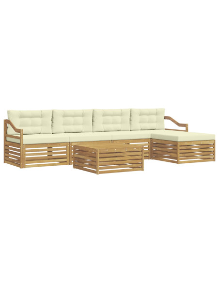 Set di divani da esterno 6 pcs Bianco e Crema 79 x 79 x 37 cm