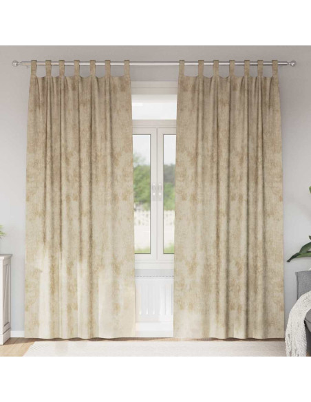 Tende in Velluto con tende 2 pcs Crema 245 x 140 cm Velluto
