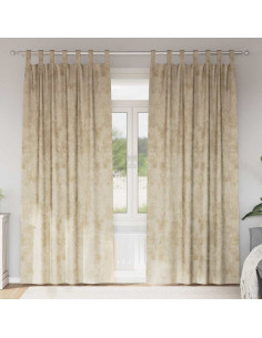 Tende in Velluto con tende 2 pcs Crema 260 x 140 cm Velluto