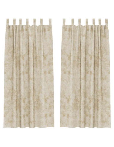 Tende in Velluto con tende 2 pcs Crema 245 x 140 cm Velluto
