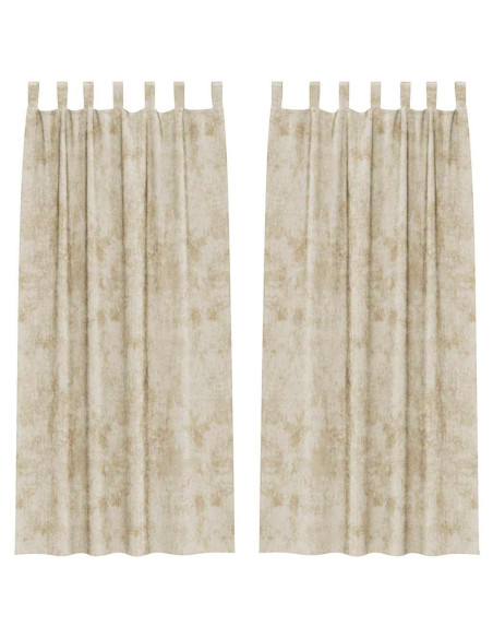 Tende in Velluto con tende 2 pcs Crema 260 x 140 cm Velluto