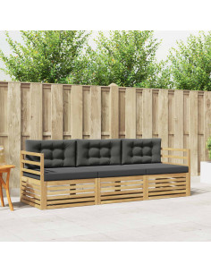 Set di divani da esterno 3 pcs Bianco e Antracite Poliestere