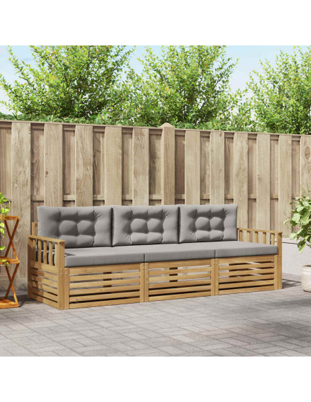Set di divani da esterno 3 pcs Bianco e Grigio Chiaro
