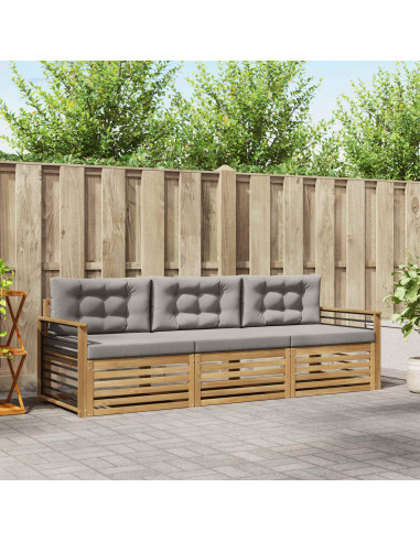 Set di divani da esterno 3 pcs Bianco e Grigio Chiaro