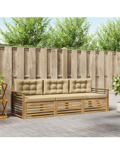 Set di divani da esterno 3 pcs Bianco e Beige Poliestere
