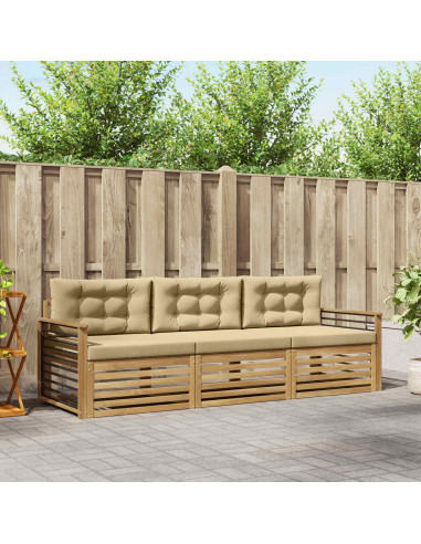 Set di divani da esterno 3 pcs Bianco e Beige Poliestere