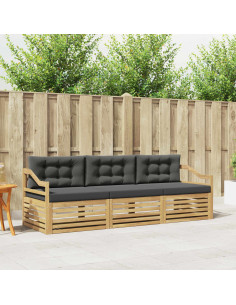 Set di divani da esterno 3 pcs Bianco e Antracite Poliestere