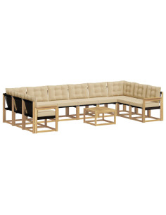 Set di divani da esterno con cuscino 11 pcs Bianco e Beige 2