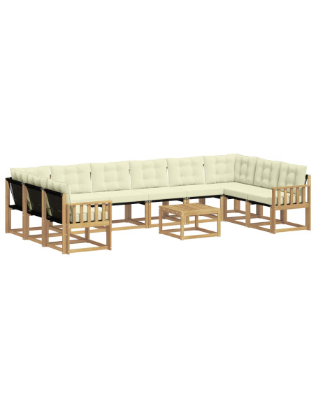 Set di divani da esterno con cuscino 11 pcs Bianco e Crema