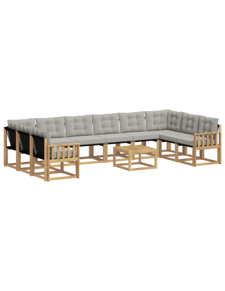 Set di divani da esterno 11 pcs Bianco e Grigio Chiaro