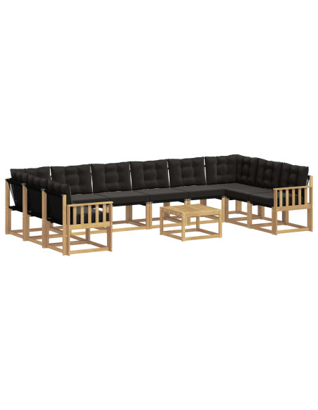 Set di divani da esterno con cuscino 11 pcs Bianco e Nero