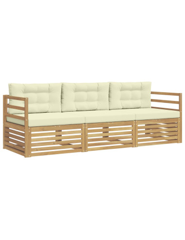 Set di divani da esterno 3 pcs Bianco e Crema Poliestere