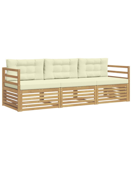 Set di divani da esterno 3 pcs Bianco e Crema Poliestere