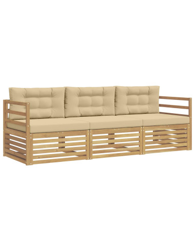 Set di divani da esterno 3 pcs Bianco e Beige Poliestere