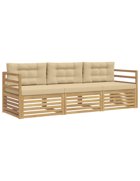 Set di divani da esterno 3 pcs Bianco e Beige Poliestere