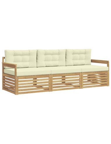 Set di divani da esterno 3 pcs Bianco e Crema Poliestere