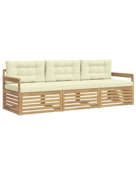 Set di divani da esterno 3 pcs Bianco e Crema Poliestere