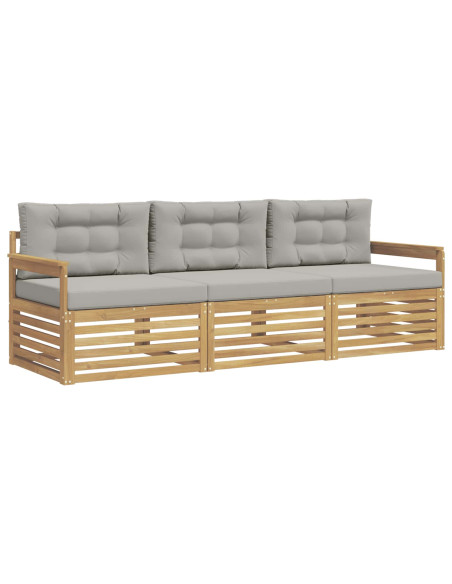 Set di divani da esterno 3 pcs Bianco e Grigio Chiaro