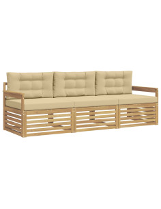 Set di divani da esterno 3 pcs Bianco e Beige Poliestere 2