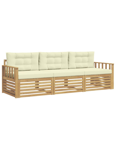 Set di divani da esterno 3 pcs Bianco e Crema Poliestere