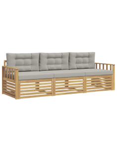 Set di divani da esterno 3 pcs Bianco e Grigio Chiaro 2