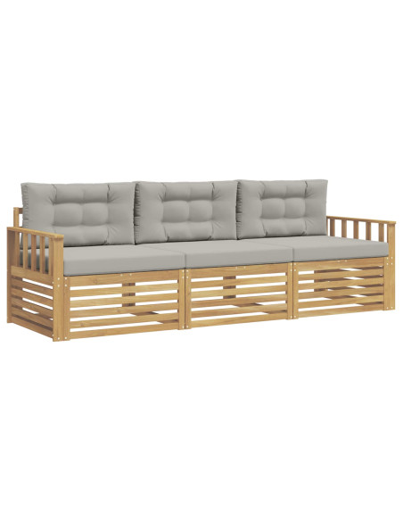 Set di divani da esterno 3 pcs Bianco e Grigio Chiaro