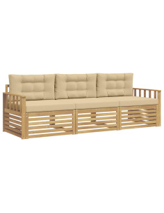 Set di divani da esterno 3 pcs Bianco e Beige Poliestere 2