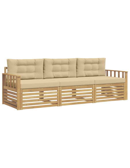Set di divani da esterno 3 pcs Bianco e Beige Poliestere
