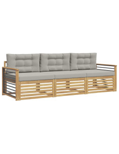 Set di divani da esterno 3 pcs Bianco e Grigio Chiaro 2