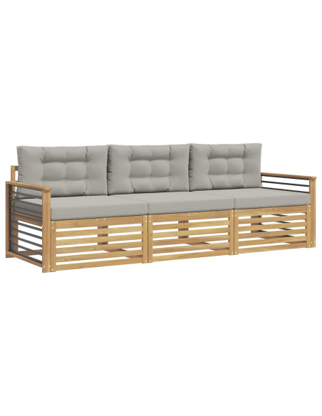 Set di divani da esterno 3 pcs Bianco e Grigio Chiaro