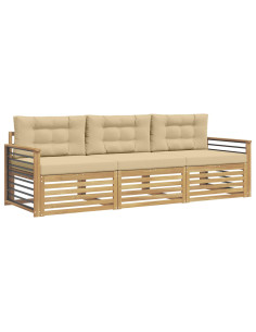 Set di divani da esterno 3 pcs Bianco e Beige Poliestere 2