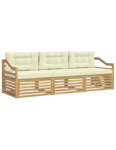 Set di divani da esterno 3 pcs Bianco e Crema Poliestere