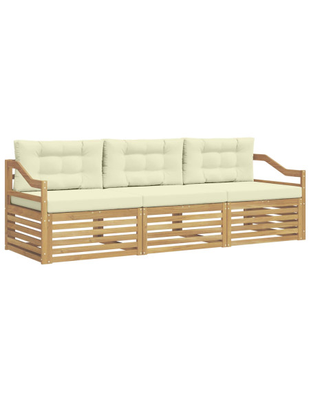 Set di divani da esterno 3 pcs Bianco e Crema Poliestere