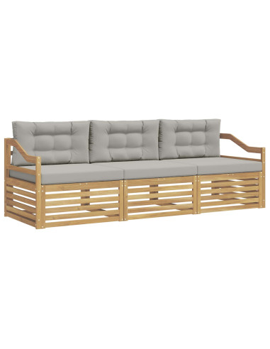 Set di divani da esterno 3 pcs Bianco e Grigio Chiaro