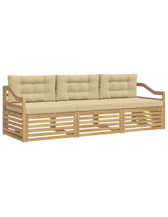 Set di divani da esterno 3 pcs Bianco e Beige Poliestere 2