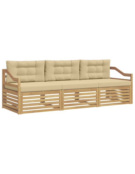 Set di divani da esterno 3 pcs Bianco e Beige Poliestere