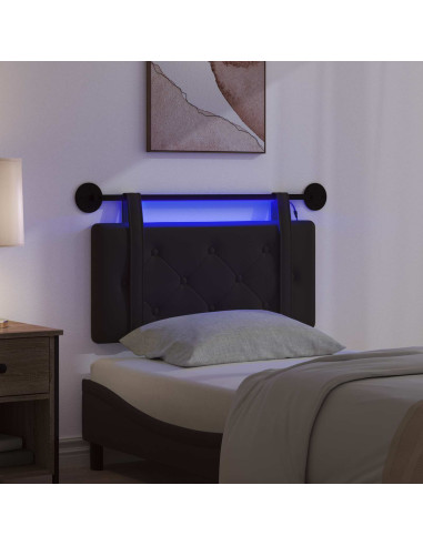 Testiera sospesa Con luce LED Nero Similpelle