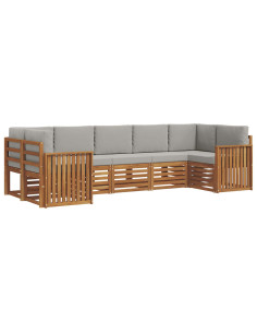 Set divani con cuscino 7 pcs Grigio Naturale e Chiaro 2