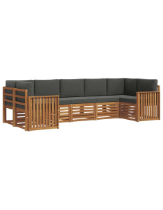 Set divani 7 pcs Naturale e Antracite Legno di Acacia Massello 2