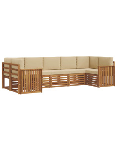 Set divani 7 pcs Naturale e Beige Legno di Acacia Massello 2