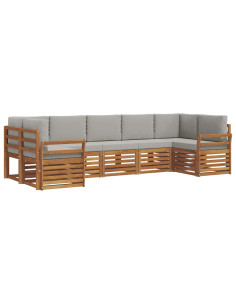 Set divani con cuscino 7 pcs Grigio Naturale e Chiaro 2